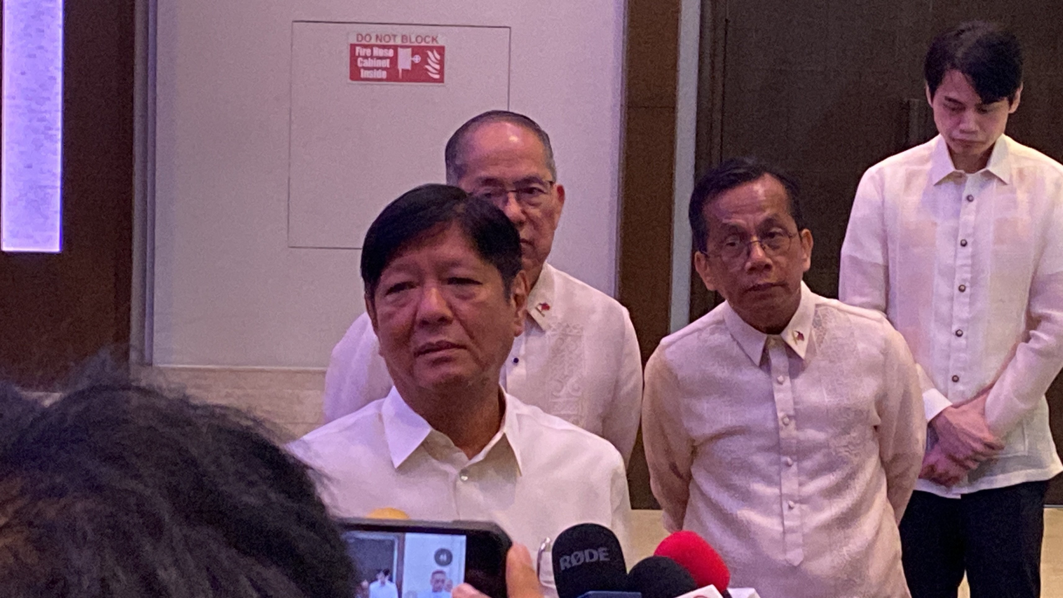 President Ferdinand Marcos Jr. on Thursday, 27 June, answers questions from the media after gracing the 2024 National Employment Summit at the Manila Hotel.