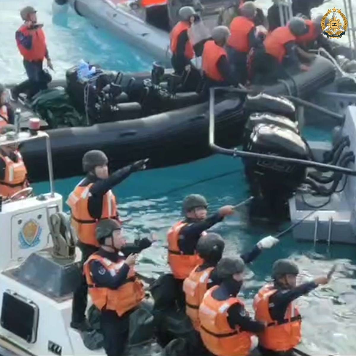 Attacked sans provocation Photos released by the Armed Forces of the Philippines show China Coast Guard vessels ram Philippine Navy rigid-hulled boats while the Chinese — armed with an axe and knives — threaten Filipino soldiers. The Philippines, according to AFP chief General Romeo Brawner, is demanding that China return the rifles and other equipment its personnel ‘stole.’