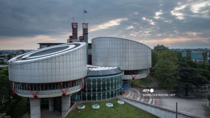 This photograph shows European Court of Human Rights building, in Strasbourg, eastern France, on May 8, 2024.
