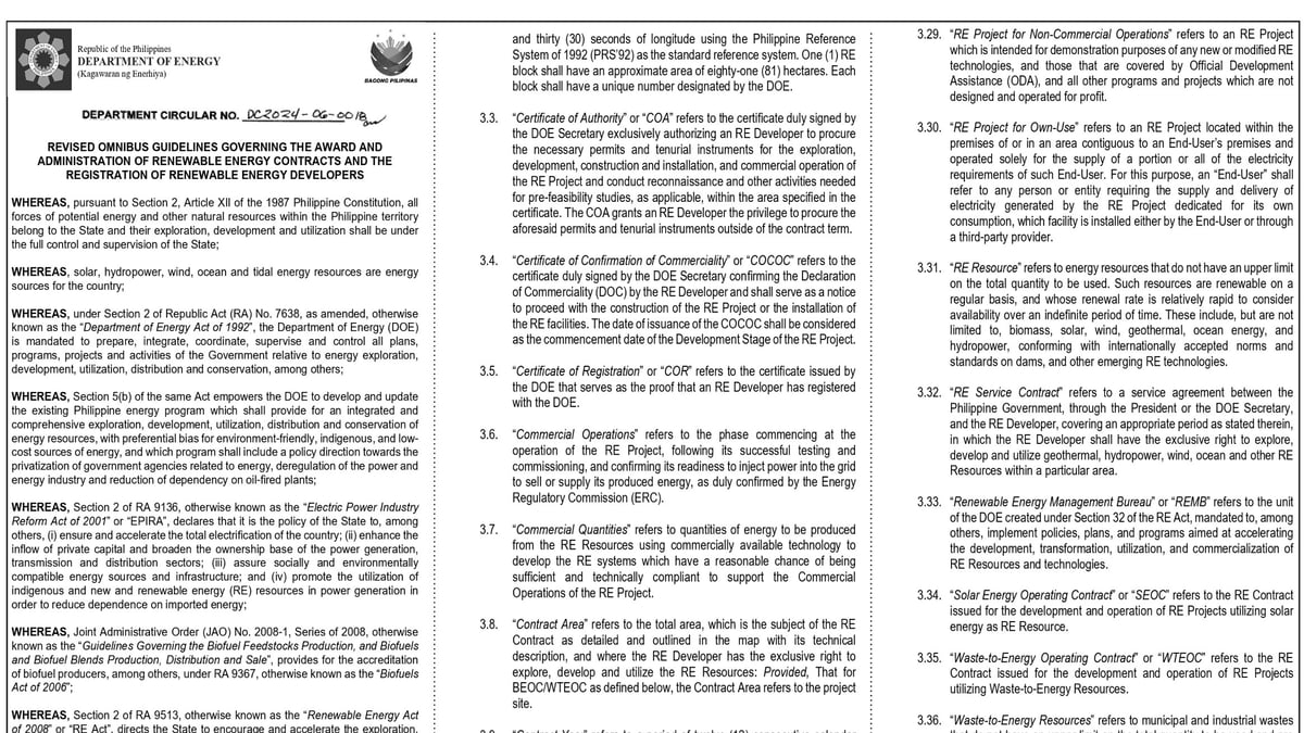 Department of Energy Circular No. DC2024-06-0018