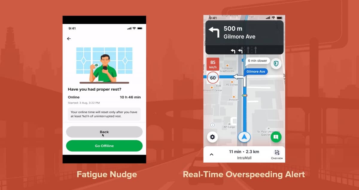 Fatigue Nudge and Real-Time Overspeeding Alert were activated in support of the commitment of Grab and MOVE IT to continuously elevate the safety guardrails on their platforms.