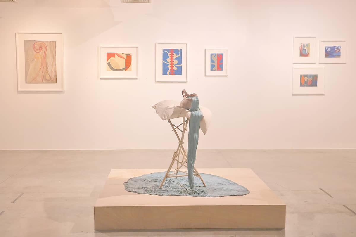 ‘Plotzich Fliesst das Wasser aus dr Vase (The Water Flows Out of the Pitcher Today)’ by Heidi Bucher, 1986, textile, latex, wood, glue, color and mother-of-pearl pigment, 100 x 128.5 x 107 cm.