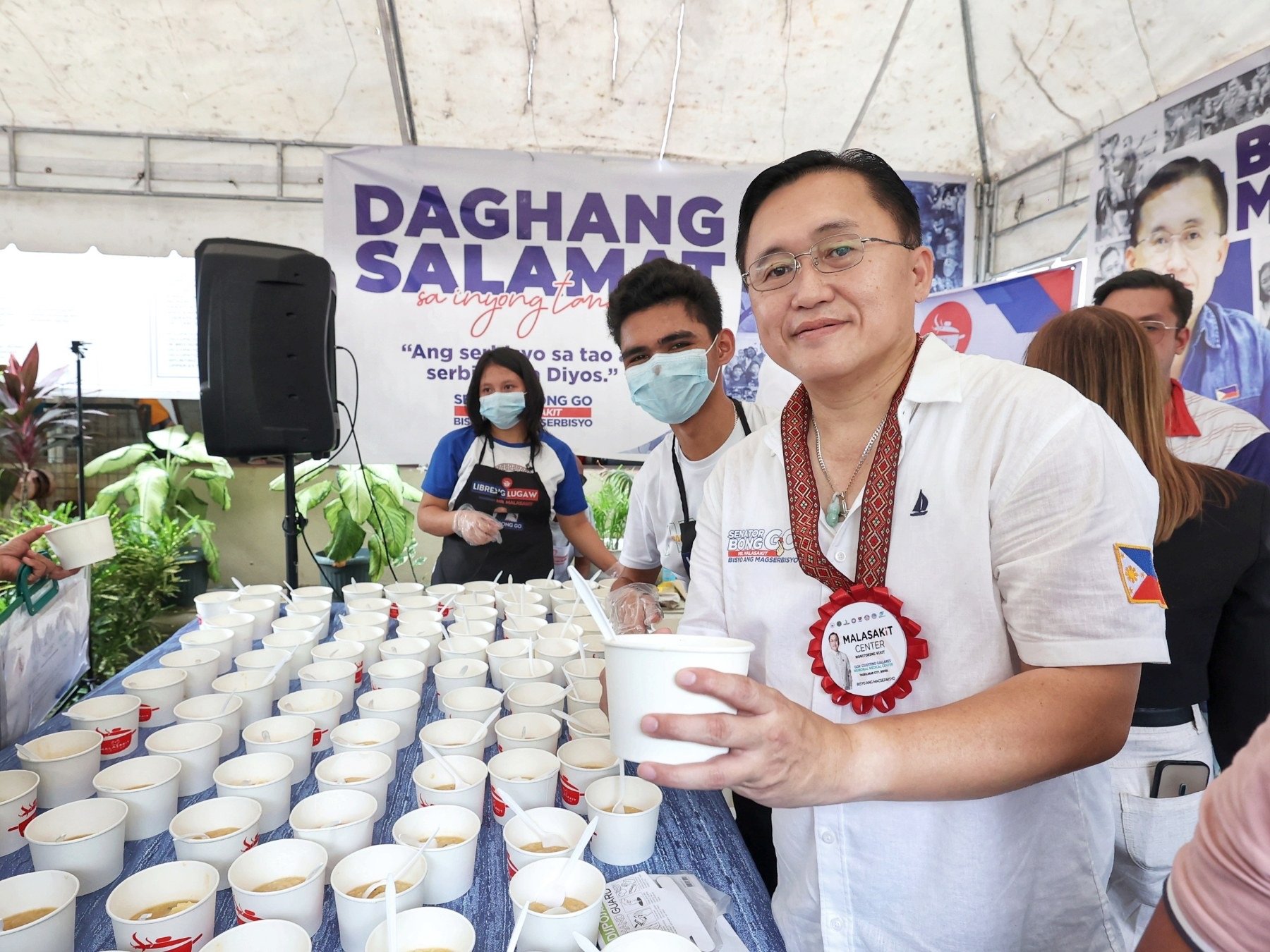 Bong Go visits Malasakit Center in Bohol; leads feeding program