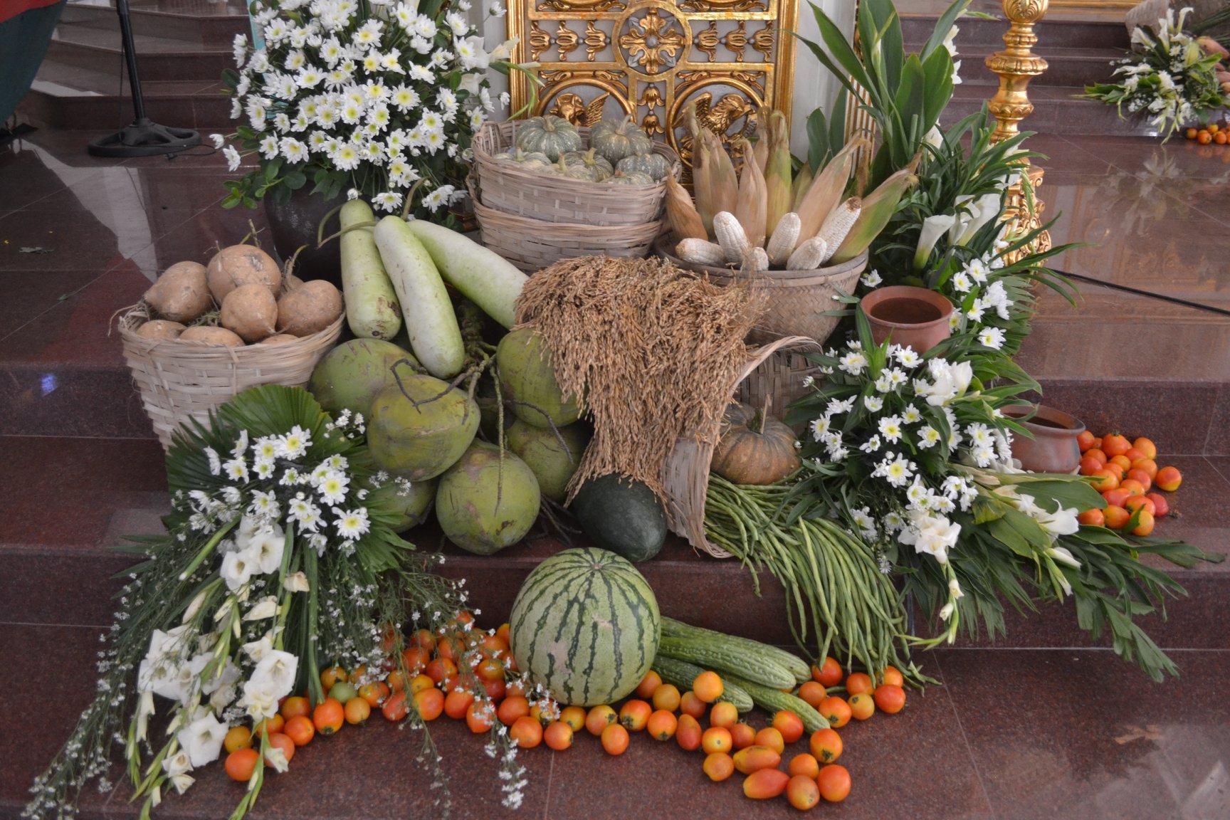 Maytime offerings inside the church.