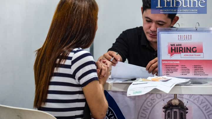 Jobseekers line up for an initial interview during a job fair of the Manila LGU at Park 'N Ride, Lawton, Manila on Tuesday, July 09, 2024. The unemployment rate in the Philippines dropped to 4.1% in May 2024, down from 4.3% the previous year, with 2.11 million Filipinos jobless. Despite this improvement, there was an increase of 65,000 unemployed individuals from April to May 2024. The number of employed persons rose by 605,000 year-over-year to 48.87 million, boosting the employment rate to 95.9%. Underemployment also saw a significant decline, with the rate falling from 11.7% to 9.9%, indicating better employment conditions for workers. PHOTOS BY YUMMIE DINGDING