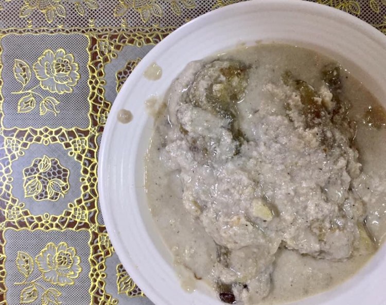 Minanok, grilled eggplant with burnt coconut milk.