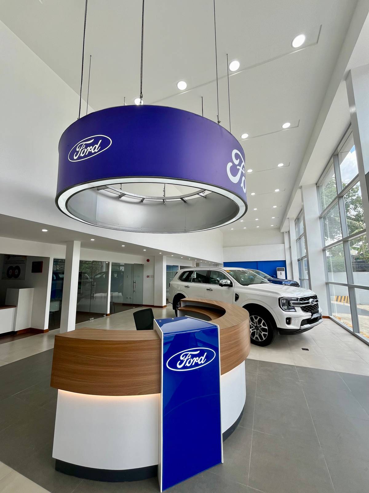 WELCOME pod greets customers at the showroom.