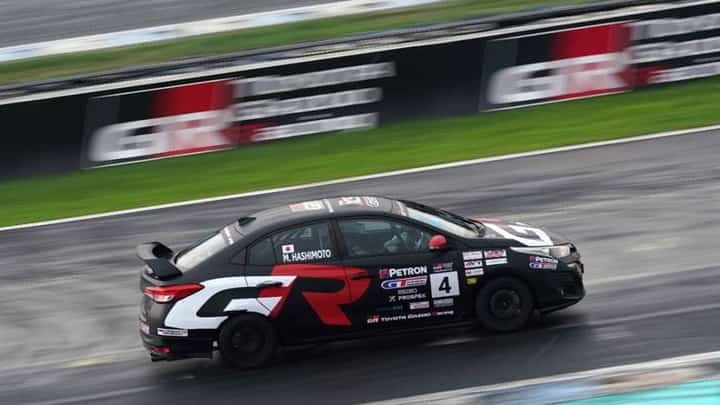 TOYOTA Motor Philippines president Masando Hashimoto drives the No. 4 car in Novice Class.