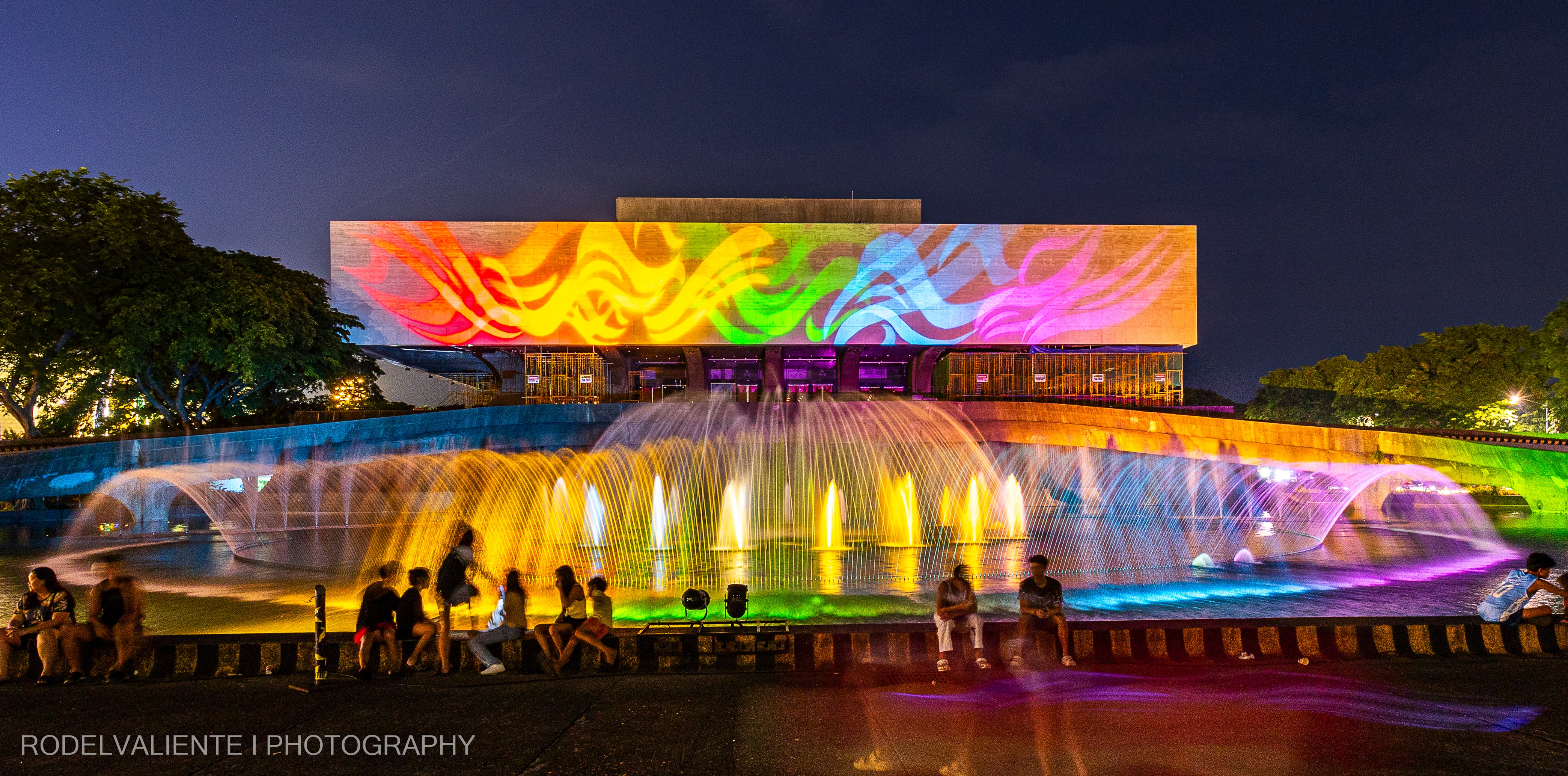 The CCP main building in Pride lights.