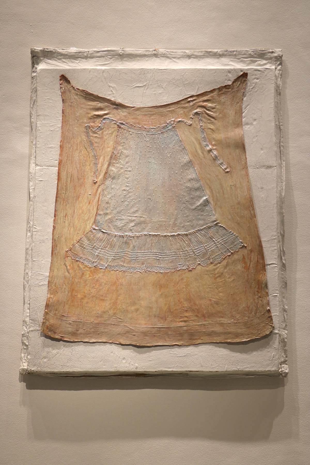 ‘Apron’ by Heidi Bucher, textile, latex, foam, tulle, soap and mother-of-pearl pigment, 150 x 119 cm, private collection Switzerland.