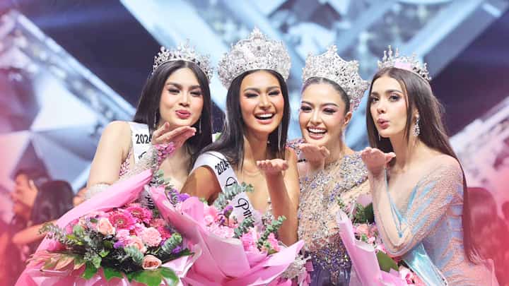 Bb. Pilipinas 2024 queens: second runner-up Trisha Martinez, Binibining Pilipinas International 2024 Myrna Esguerra, Binibining Pilipinas Globe 2024 Jasmin Bungay and first runner-up Christal Dela Cruz.