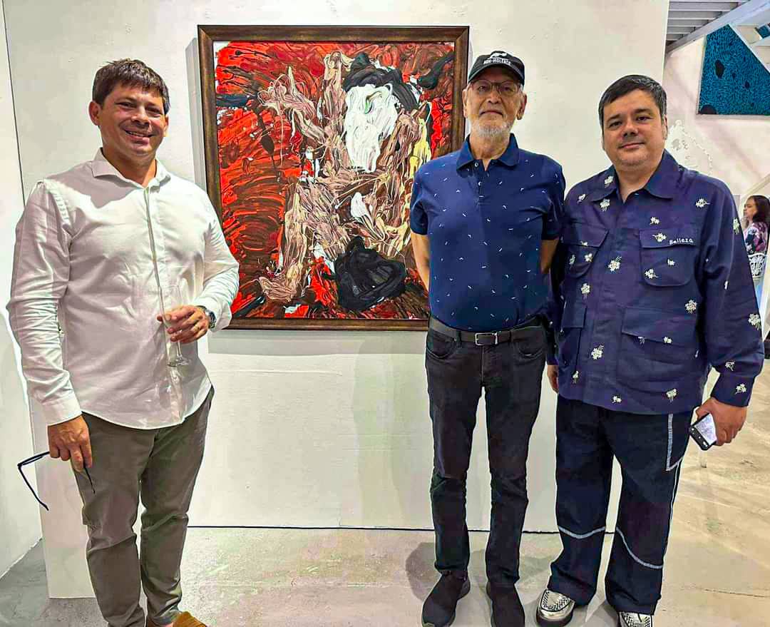 FROM left David Kaufman, National artists Ben Cabrera and Reb Belleza with artwork by David Kaufman.