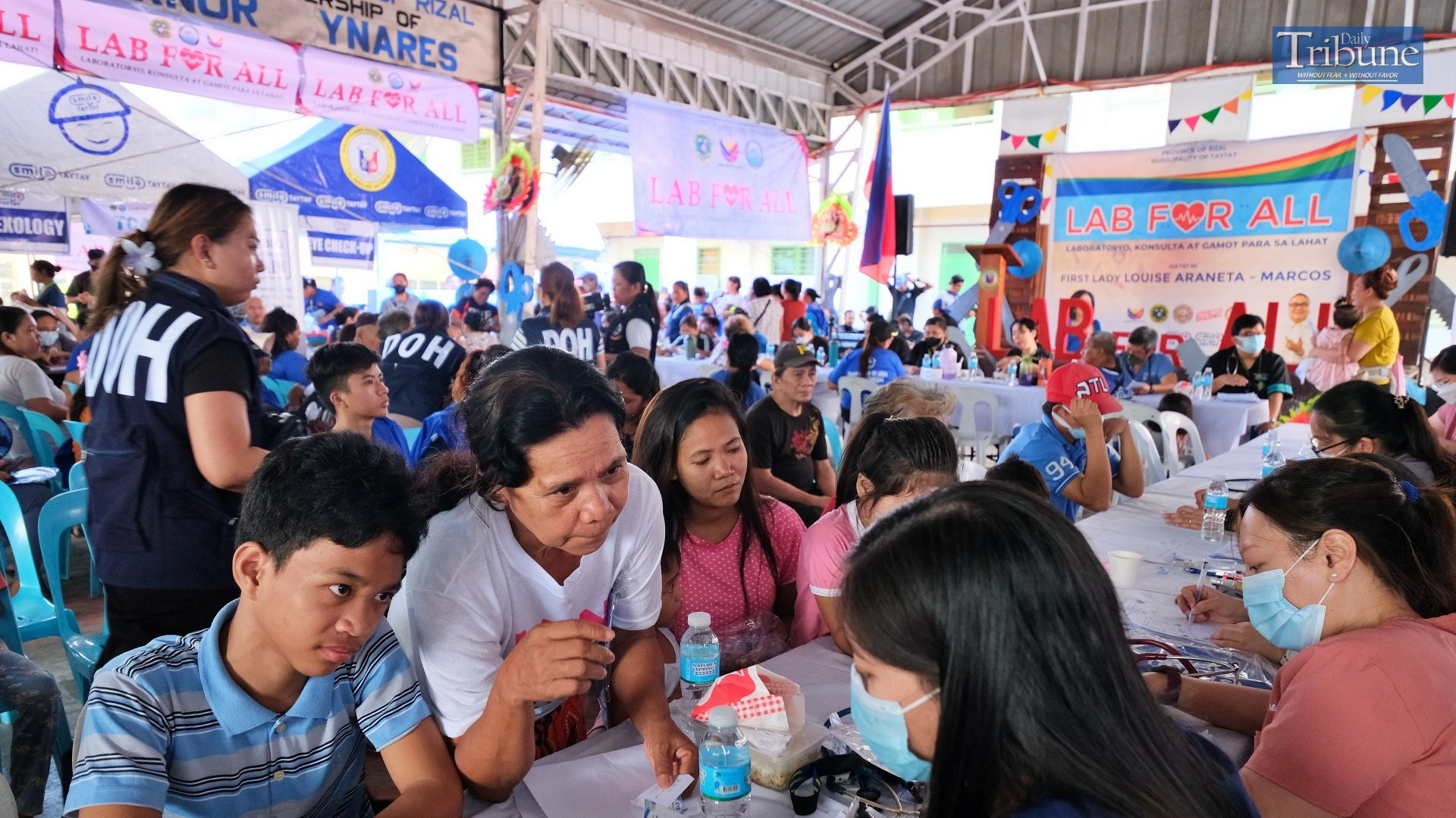 LOOK: Residents of Tatay, Rizal take advantage of the free services provided by a joint effort of national government agencies through the "Lab for All" free medical and other services caravan held at the Antonio C. Esguerra Memorial National High School on Wednesday, 7 August 2024.