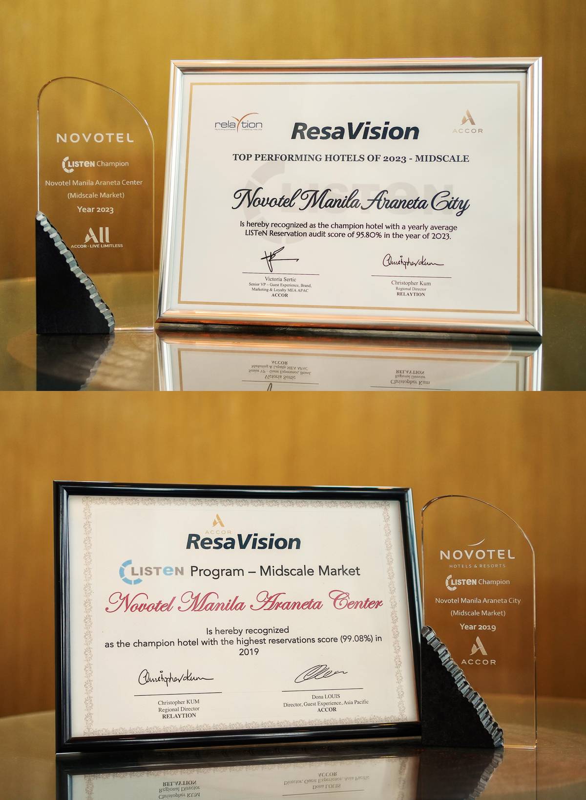 SOME of the awards received by the hotel for the past years.