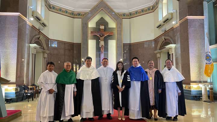 UST Faculty of Arts and Letters Regent Fr. George Phe Mang, O.P., UST Vice Rector Rev. Fr. Isaias D. Tiongco, O.P., JCD, Prior Provincial of the Dominican Province of the Philippines Very Rev. Fr. Filemon Dela Cruz, Jr., O.P., Bishop of Alaminos His Excellency Most Rev. Napoleon Sipalay, Jr., O.P., Inaugural Lecturer for the Discurso de Apertura and UST Faculty of Arts and Letters Dean Prof. Melanie Turingan, Ph.D., UST Rector Very Rev. Fr. Richard Ang, O.P., Ph.D., UST Vice Rector for Academic Affairs Prof. Cheryl Peralta, DrPH, and UST Secretary-General Rev. Fr. Louie Coronel, O.P., EHL.