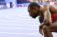 NOAH Lyles struggles after testing positive for Covid two days before the final of the 200m run of the Paris Olympics.