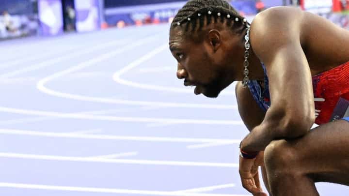 NOAH Lyles struggles after testing positive for Covid two days before the final of the 200m run of the Paris Olympics.