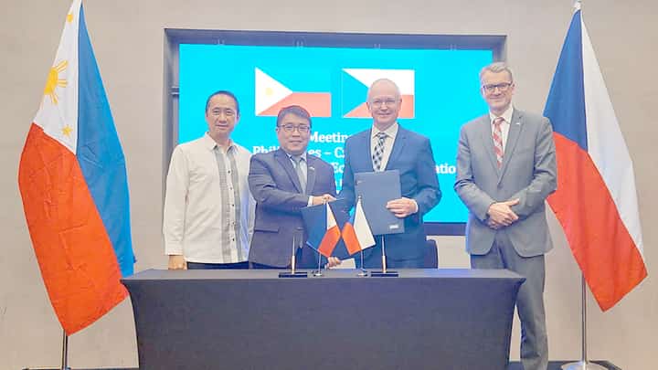 Signing of the Agreed Minutes during the Philippines-Czech Republic Joint Committee on Economic Cooperation. In photo are (from left) Philippine Ambassador to the Czech Republic H.E. Eduardo Meñez, DTI Undersecretary Allan Gepty, Director General Eduard Muřický from the Czech Ministry of Industry and Trade, and Czech Ambassador to the Philippines H.E. Karel Hej.