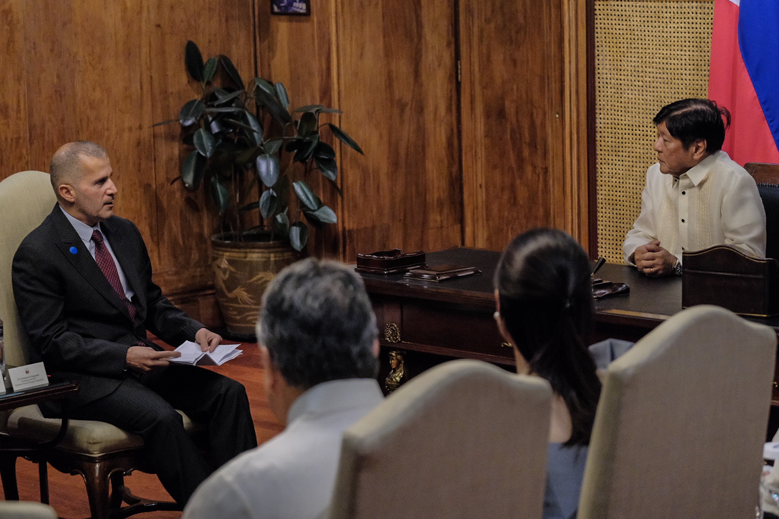 PRESIDENT Ferdinand Marcos Jr. with ENEC chief Mohamed Al Hammadi during the latter’s courtesy call in Malacañang Palace on Monday.