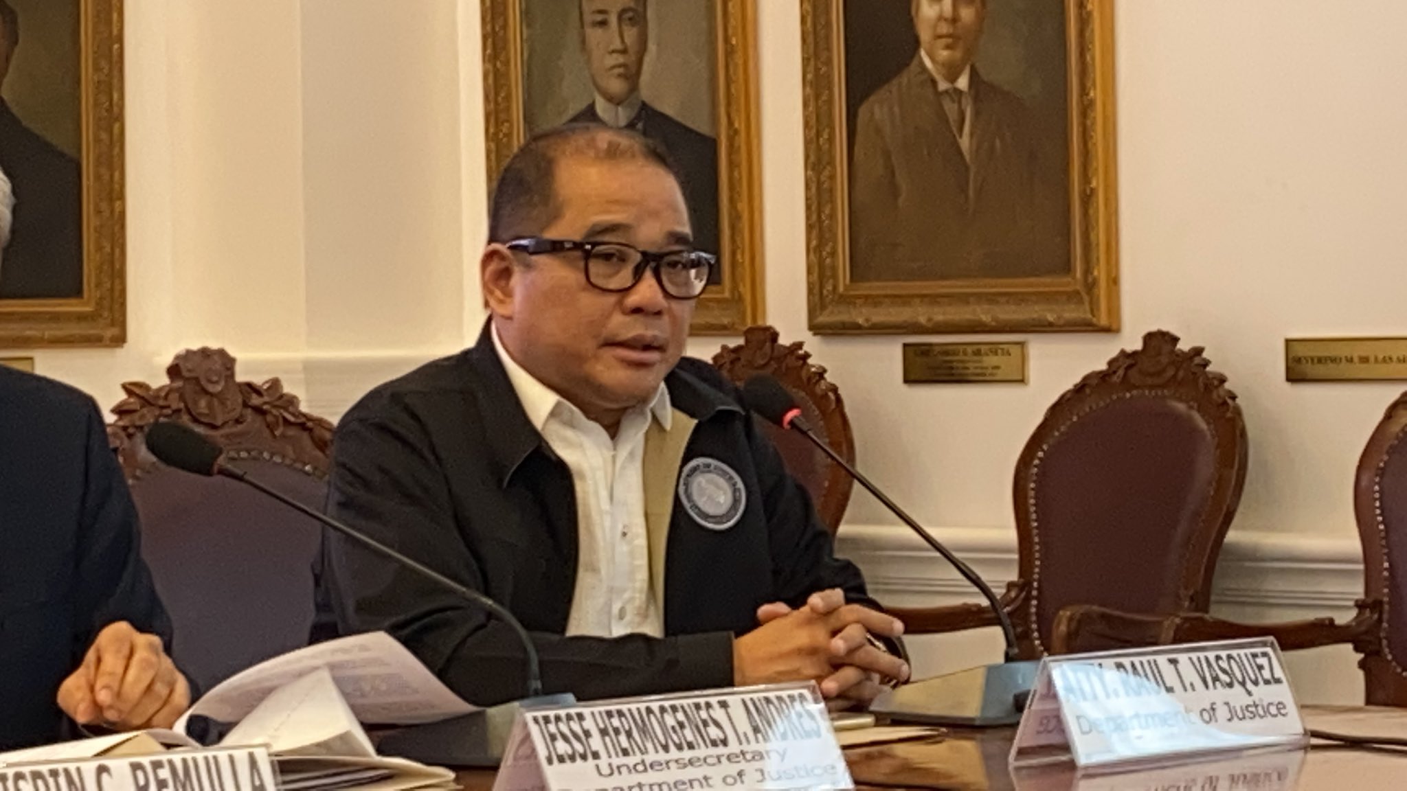 Department of Justice (DoJ) Undersecretary Raul Vasquez