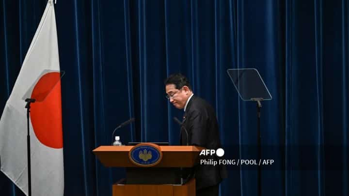 LOOK: Japan's Prime Minister Fumio Kishida prepares to leave at the end of a press conference at the prime minister's office in Tokyo on August 14, 2024. Kishida confirmed on August 14 that he will not seek re-election as head of his party next month, meaning the end of his premiership. |📷 Philip FONG / POOL / AFP