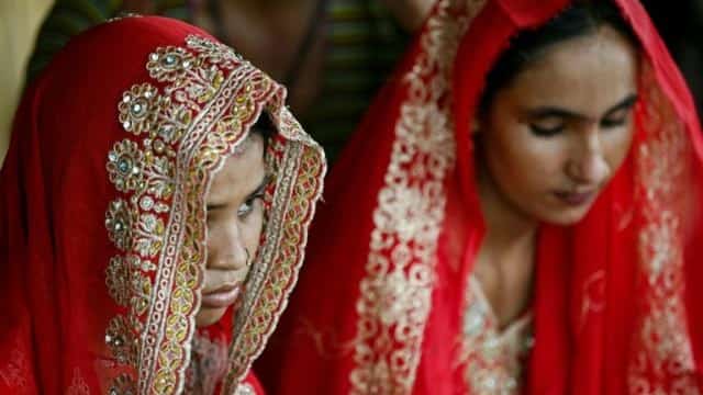 Shamila (L) was married off in exchange for money, one of a growing number of underage marriages taking place in Pakistan's flood-stricken areas