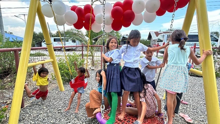 THE Lawis Day Care Center received a monkey bar and a slide, while Ondol Day Care Center was gifted with a see-saw and swings.