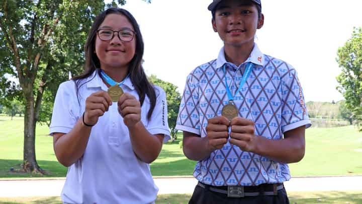 TWO of the most promising junior golfers in the country, Aerin Chan and Vito Sarines, pick up the 10-12 division titles in the ICTSI JPGT Luzon Series 5 at the Luisita Golf and Country Club.