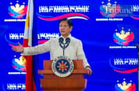President Ferdinand R. Marcos Jr. leads the Local Government Summit 2024 at PICC Forum, Pasay City on August 23, 2024. In his speech, the president emphasized the importance of empowering local government units (LGUs) to enhance their service to the public, particularly through digitalization and smart solutions. He urged local leaders to adopt innovative technologies to streamline processes and address challenges such as waste management and public health issues. Marcos highlighted ongoing national efforts, like the promotion of the eLGU system, to support LGUs in becoming more efficient. He also discussed recent executive orders aimed at improving local governance and the devolution of functions. Finally, he called on local officials to collaborate closely with the national government to achieve the shared goal of building a prosperous "Bagong Pilipinas."PHOTO BY YUMMIE DINGDING
