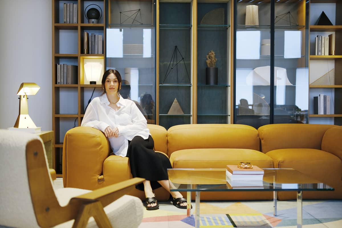 Mari Jasmine created her idea ‘She Shed’ using pieces from brands such as Tacchini and Knoll.