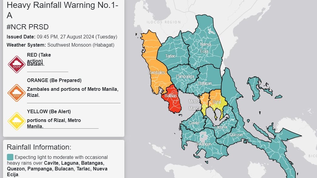 PAGASA issues heavy rainfall warning - flooding threatens Metro Manila and surrounding areas