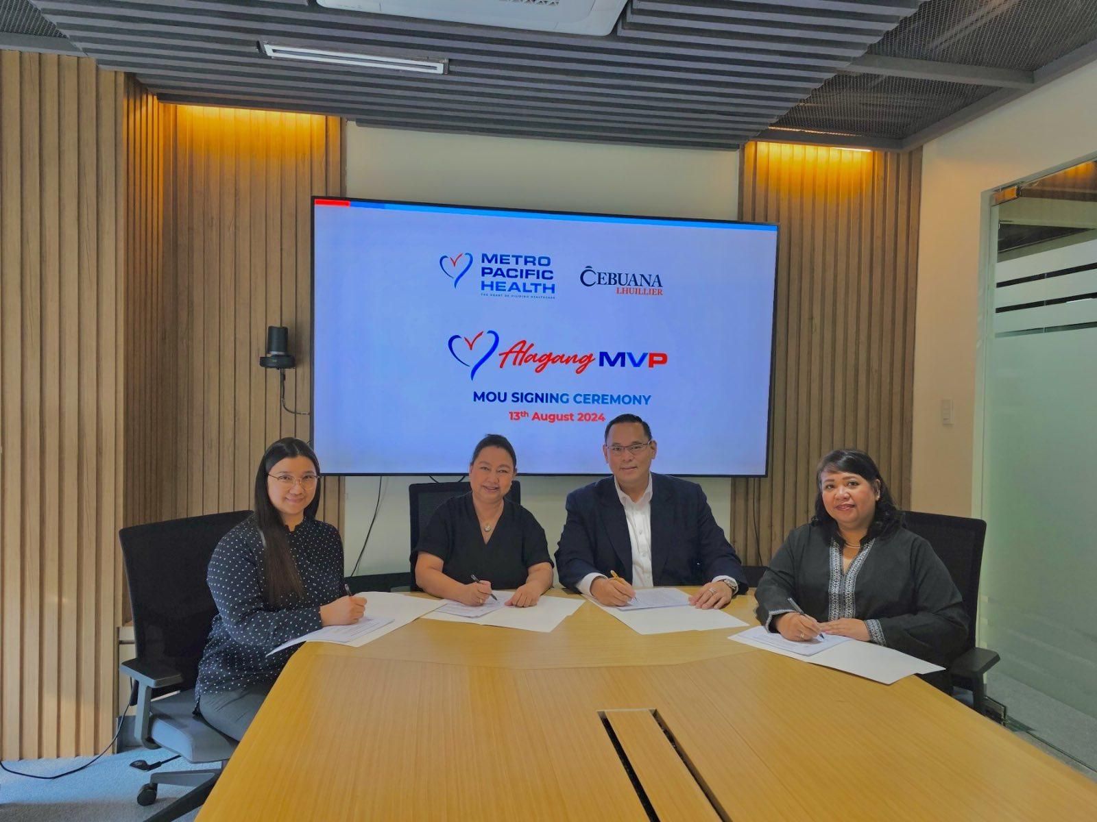 The partnership between Metro Pacific Health (MPH) and Cebuana Lhuillier was officially launched with a signing ceremony at the Leadership Boardroom of MPH. Photo shows (left to right) Rebecca Joy Espera, MPH Referral Marketing Manager;  Jessica "Isca" Ibaya, MPH Group Chief Marketing Officer, Anthony Lou M. Bernabe, Cebuana Lhuillier General Manager and Insurance Group Head; and Millicent B. Cadorniga, Cebuana Lhuillier Insurance Products Division Head.