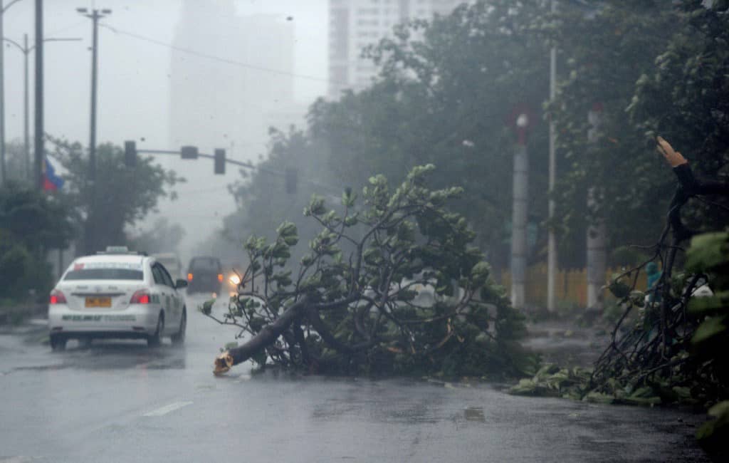 Driving through the elements.