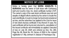Notice of Loss - Maria Angelita Muraoka