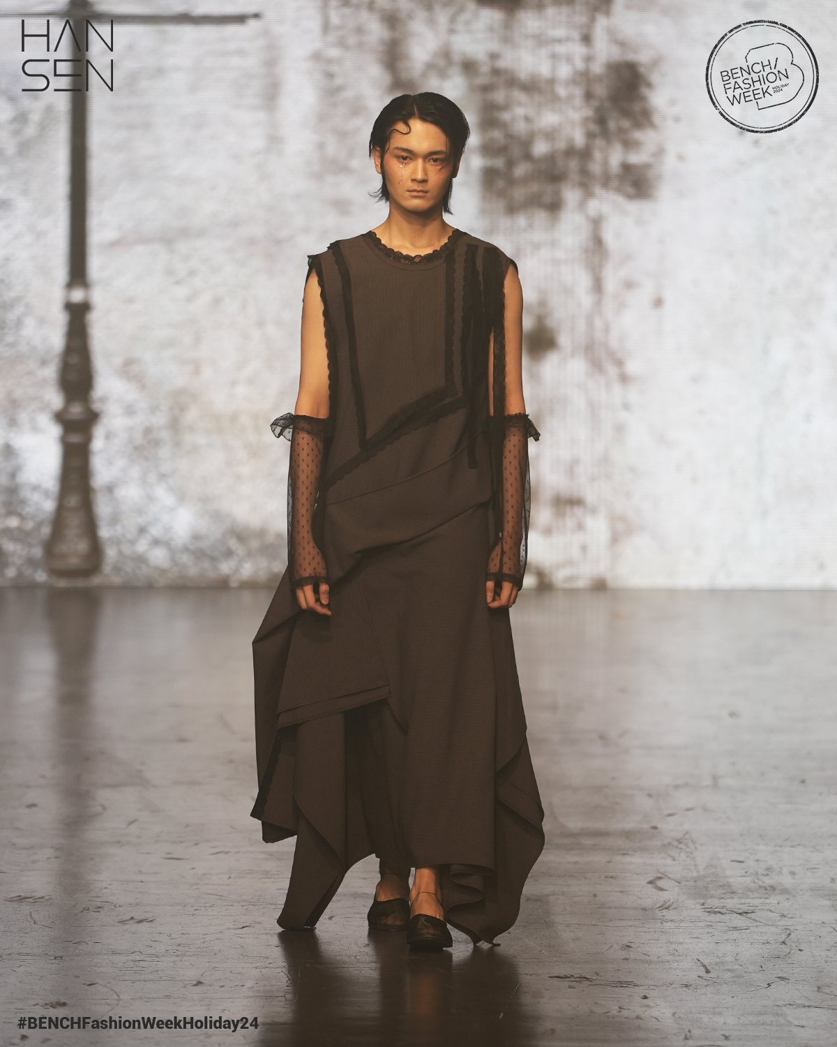 aSYMMETRIC dress with lace details by Bon Hansen.