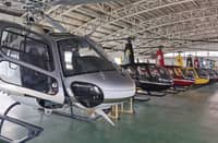 Highly affluent residents of the Chinese city use R44 helicopters operating as air taxis. The flying taxis are parked at a hangar of Suzhou Rouhang Transport Development Co. Ltd.