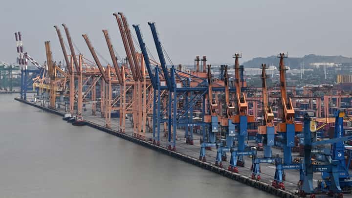 INACTIVE cranes and containers at the closed Dinh Vu port ahead of the approaching typhoon ‘Yagi’ in Hai Phong on 6 September 2024. ‘Yagi’ threatened to be the strongest storm in over a decade to hit heavily populated areas of southern China, while tens of thousands of people also prepared to seek shelter in neighboring Vietnam.
