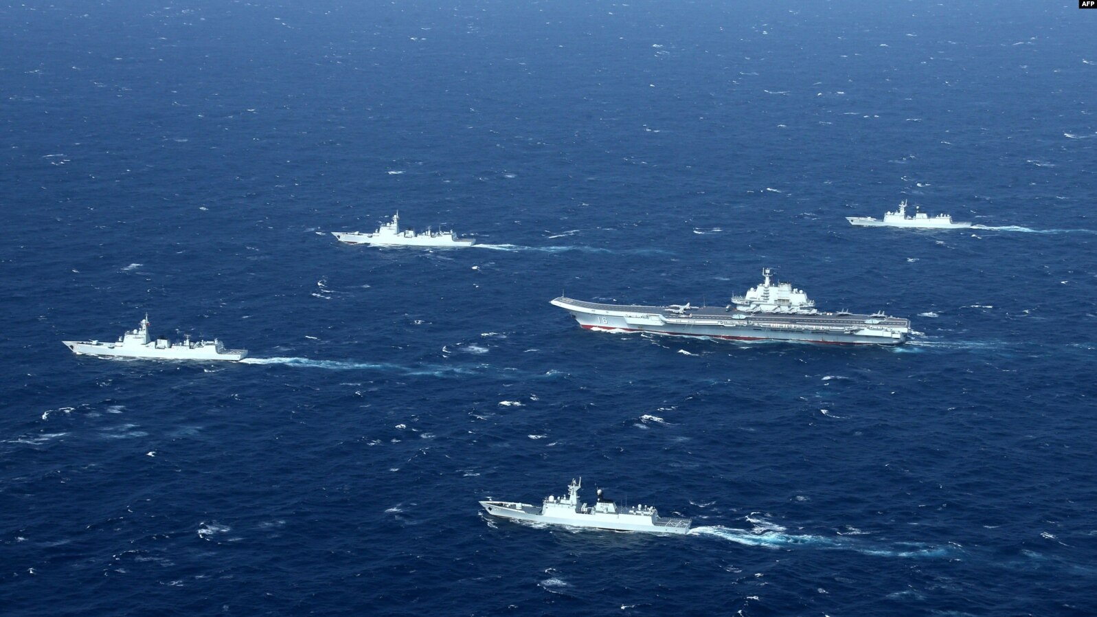 Chinese navy formation during a military drill in the South China Sea.