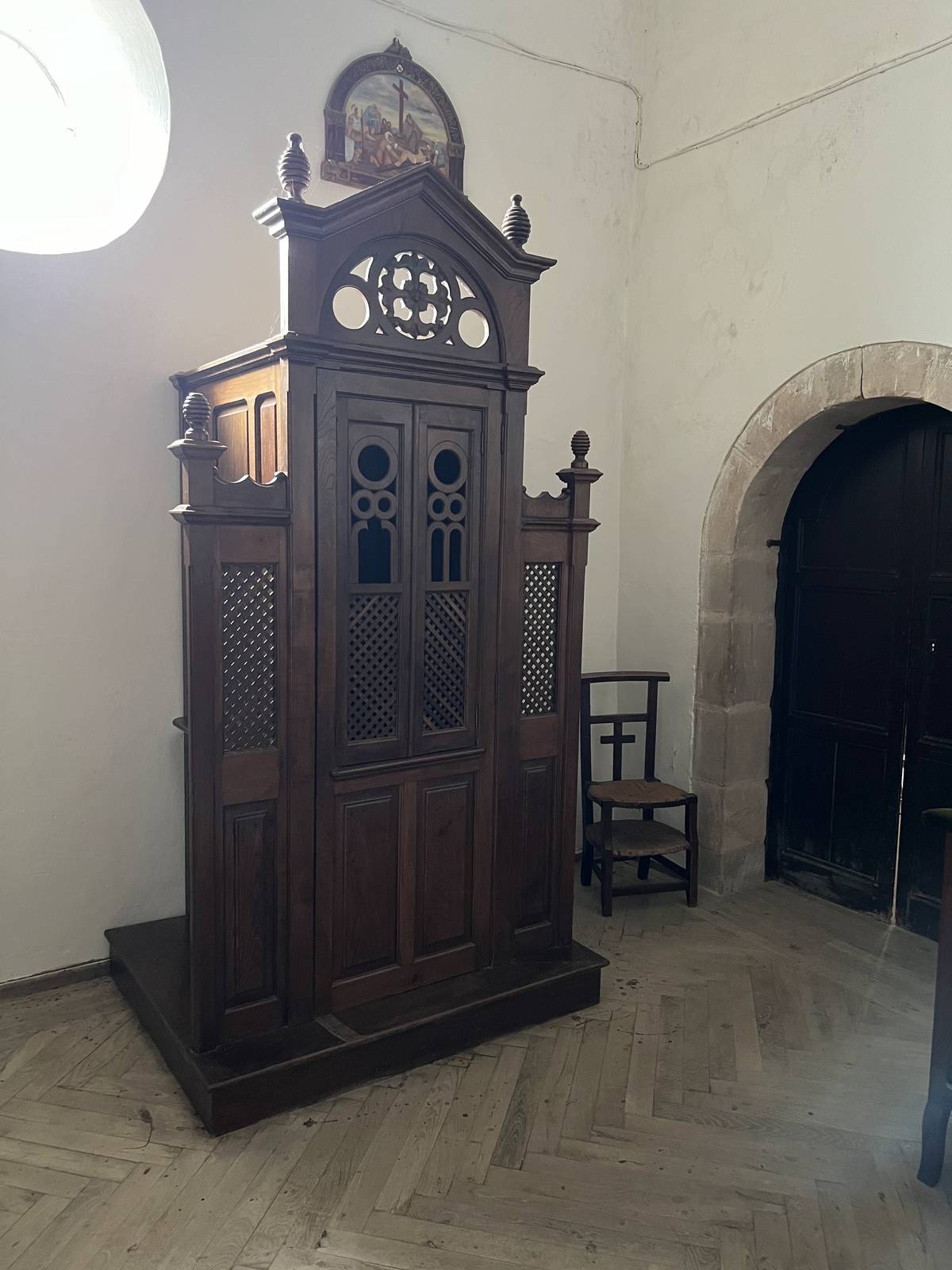 AN old confessional box.