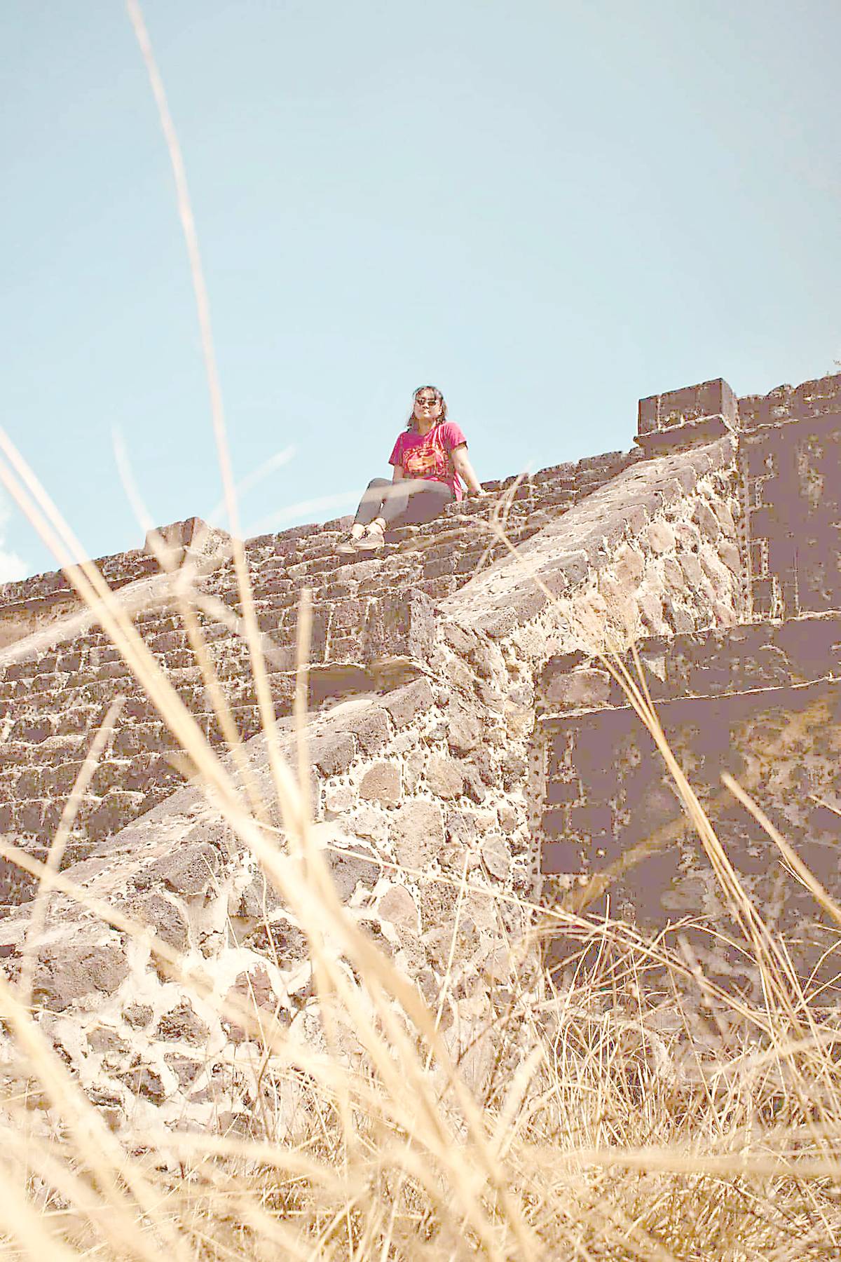The author atop a pyramid in Teotihuacán.