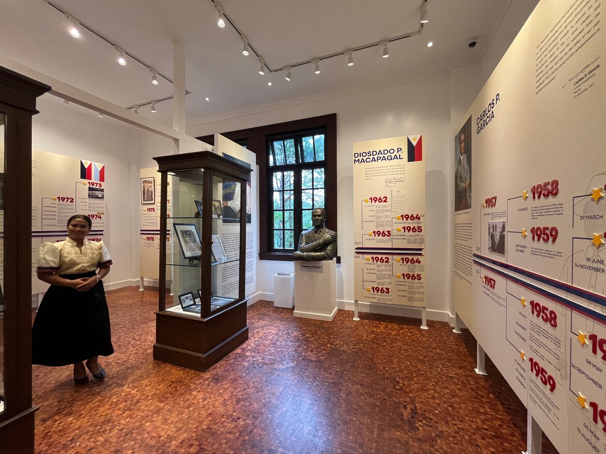 Exhibition panels provide a timeline of significant milestones during each president’s term.
