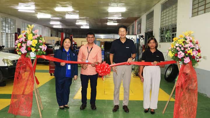 Attending the rites are (from left) JZGMSAT vocational school administrator III, Dr. Angelica Gonzales, TESDA IV-A Regional Director Archie Grande, IPC president Tetsuya Fujita and IPC assistant vice president for administration Imelda Bernas.