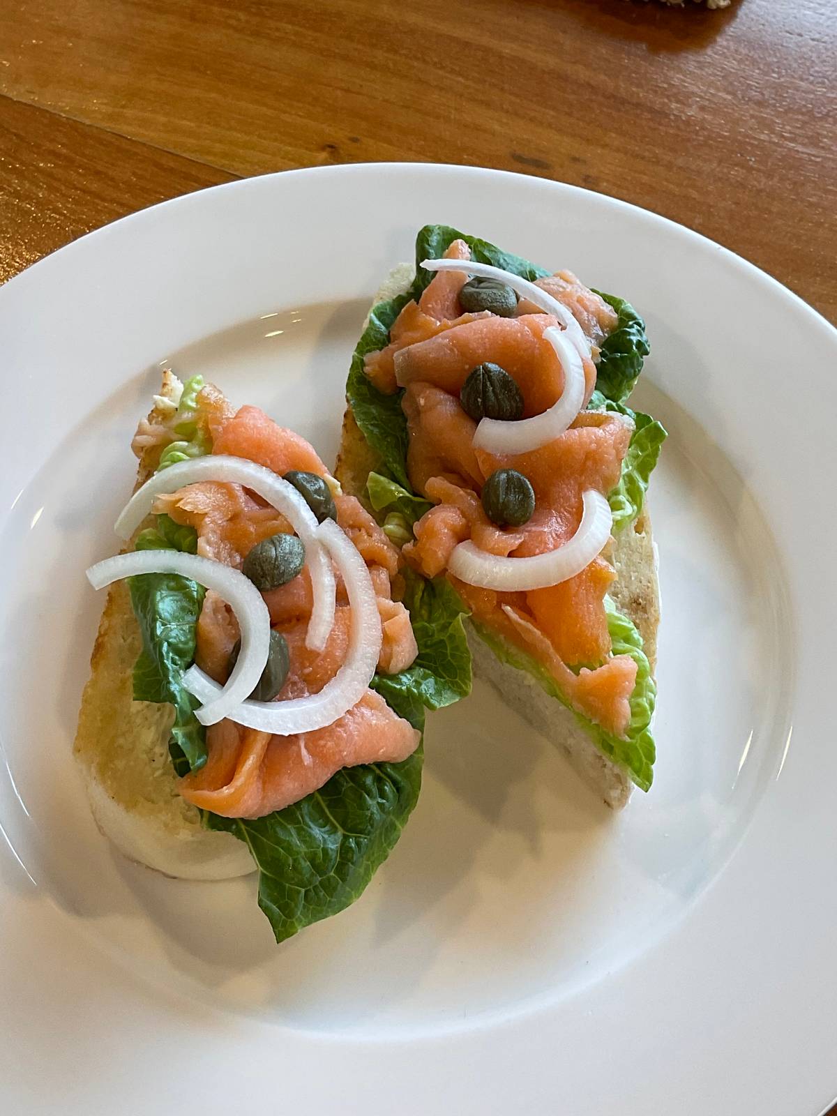 SMOKED salmon on grilled ciabatta