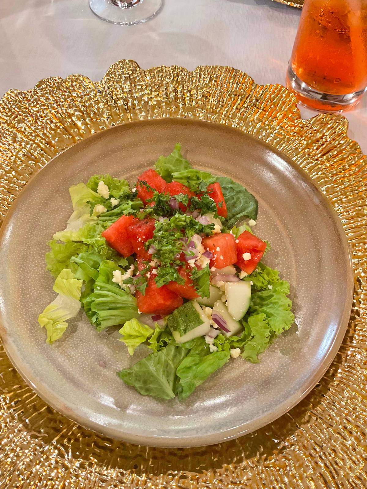 WATERMELON salad with feta cheese