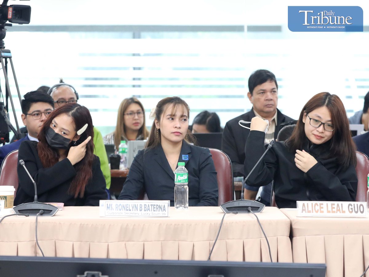(September 19 2024)…………Dismissed Bamban, Tarlac Mayor Alice Guo, Ronelyn Baterna, Corporate Secretary Lucky South 99, Katherine Cassandra Ong, Whirlwind Corporation, and Lucky South 99, attend the sixth hearing of the House of Representatives' Quad Committee on Thursday, September 19, 2024. The Committee on Dangerous Drugs, Public Order and Safety, Human Rights, and Public Accounts is investigating the connection between Philippine offshore gaming operators (POGOs) and the country's illegal drug trade.…………Photo/Analy Labor