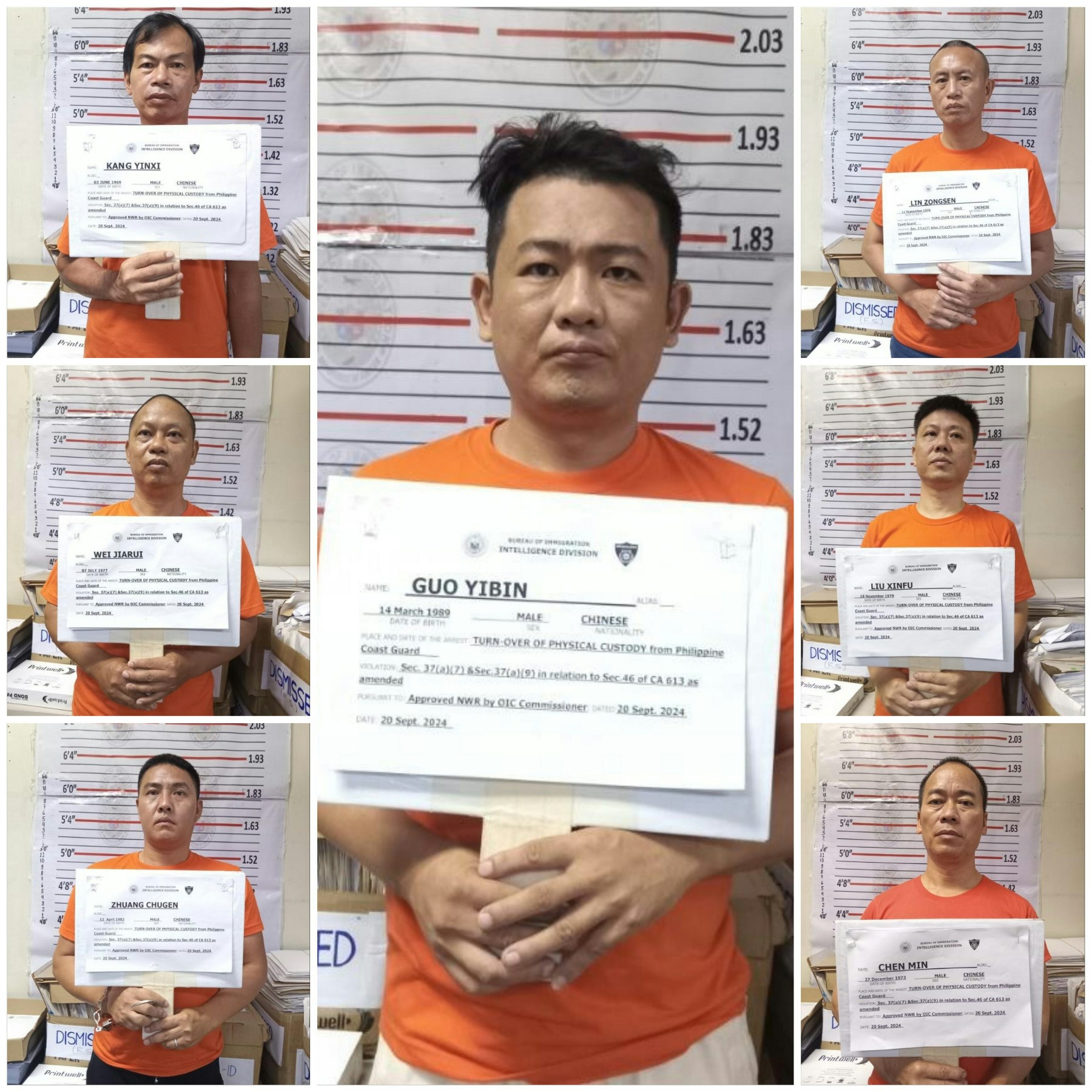 BI takes custody of PCG-intercepted 7 Chinese nationals