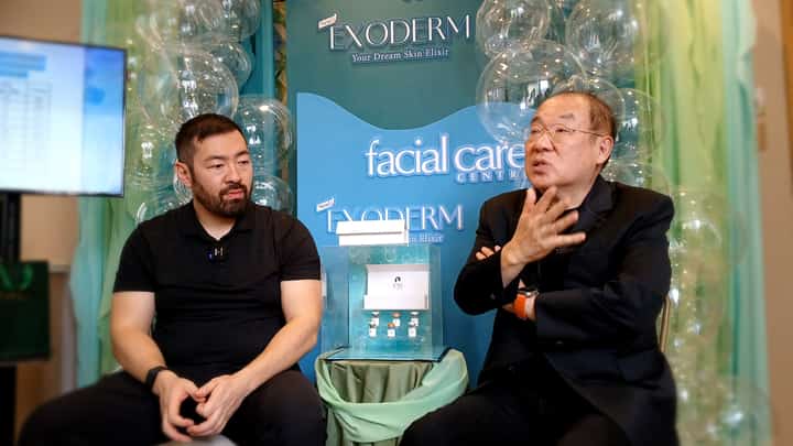DR. Mike Lee and Dr. Young Seob Lee at the Facial Care Centre’s Exoderm Theraphy launch.