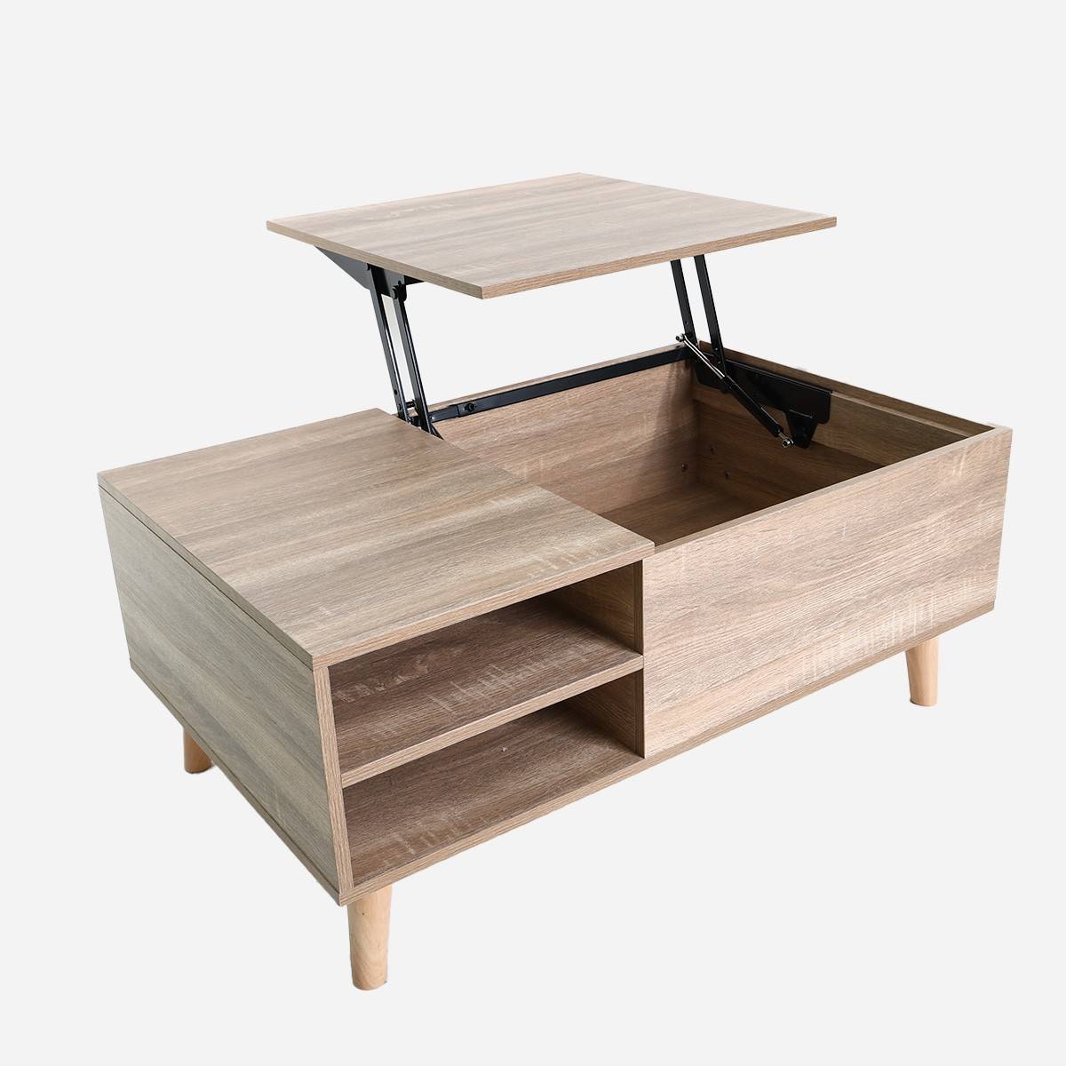 Accord coffee table with lift mechanism.