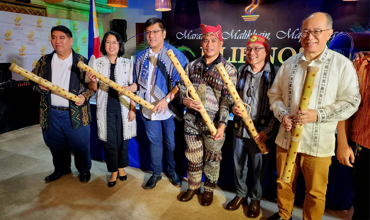 Bernan Joseph R. Corpuz, NCCA deputy executive director for Operations;  Renee Talavera, chief of the NCCA Program Management Division; Arwin Paul Lingat, head of the NCCA National Committee on Northern Cultural Communities; Reden S. Ulo, head of the NCCA Subcommission on Cultural Communities and Traditional Arts; Pablito C. Gonzales, head of the NCCA National Committee on Central Cultural Communities; and NCCA chairman Victorino Mapa Manalo