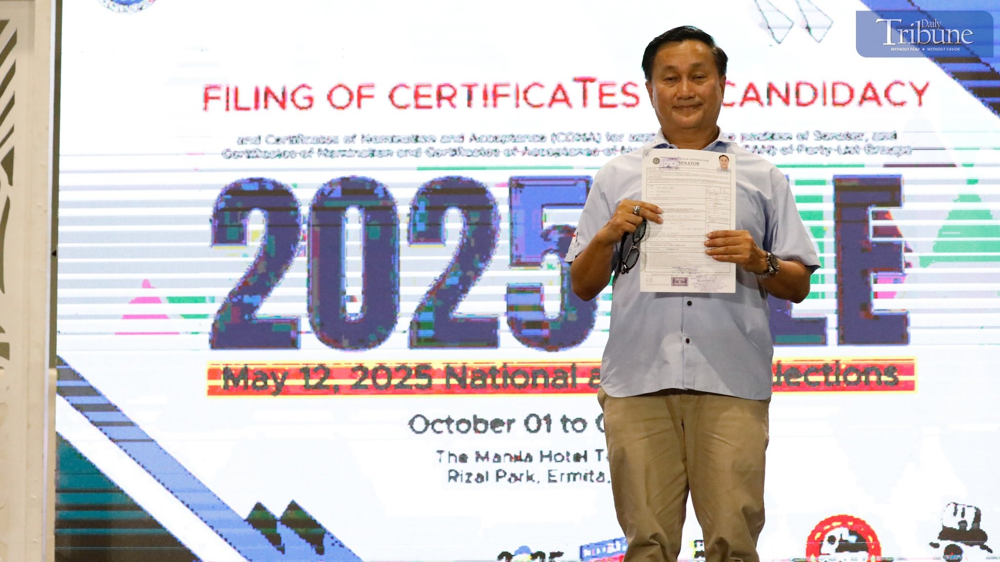Tolentino Files Candidacy for Senator Under Marcos' Party